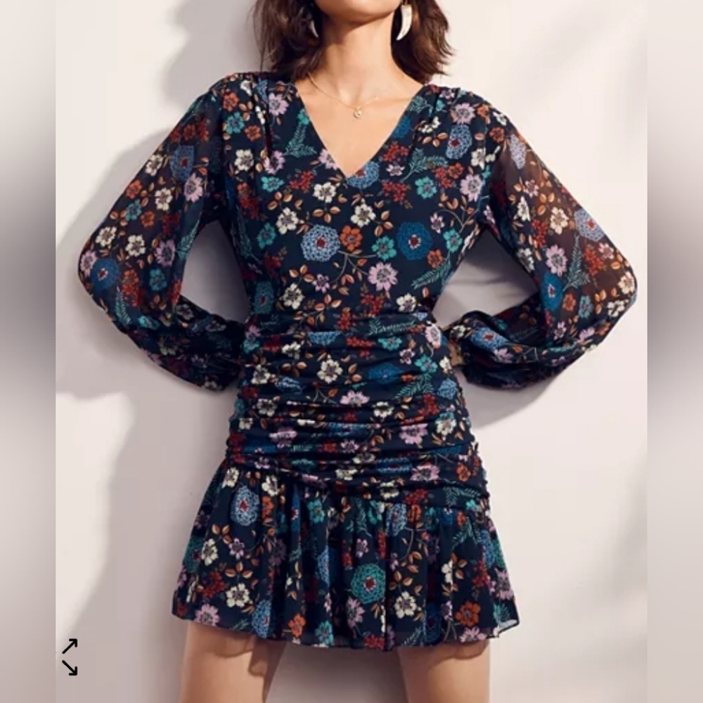 LINI | Maggie Ruched Floral Mini Dress